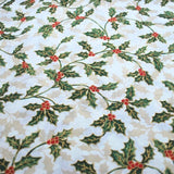 Christmas Cotton - Holly - Cream