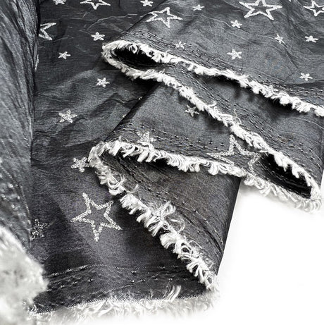 Christmas Craft Fabric Polyester Metallic Taffeta Crinkle Crinkle Little Star Roll