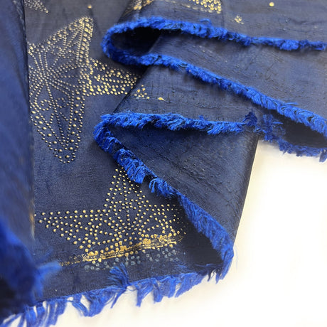 Christmas Craft Fabric Polyester Metallic Taffeta Star Studded Blue Roll