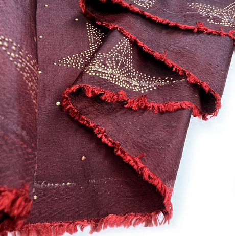 Christmas Craft Fabric Polyester Metallic Taffeta Star Studded Red Roll