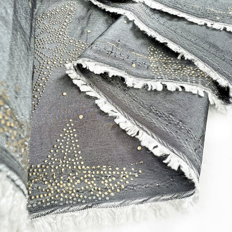 Christmas Craft Fabric Polyester Metallic Taffeta Star Studded Silver Roll