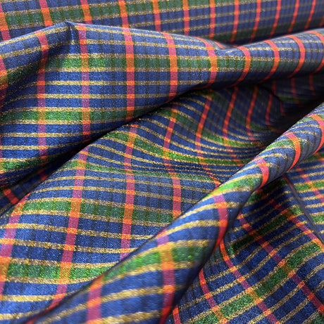 Christmas Craft Fabric Polyester Metallic Taffeta Tartan Sparkle Cu2