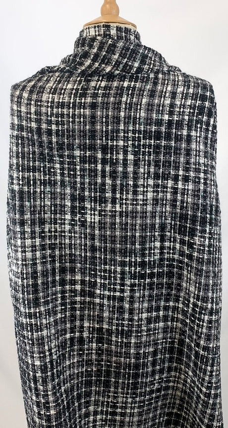 Chunky Black And White Tweed Jacketing Coating Fabric Drape