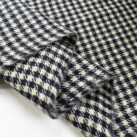 Classic Combo Navy Cream Check Wool Suiting Fabric Fold