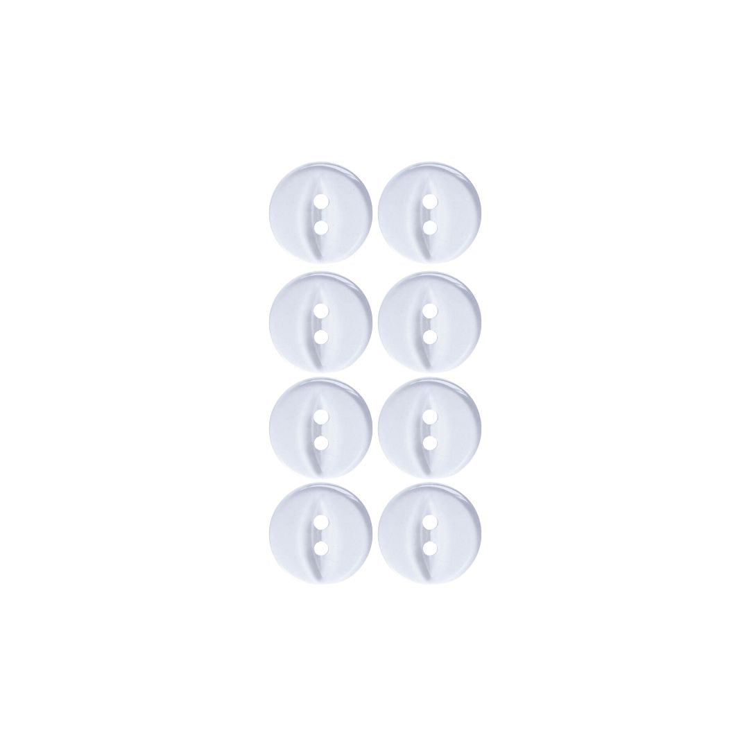 Pack of 8 Clear Polyester Fisheye Buttons (11mm)