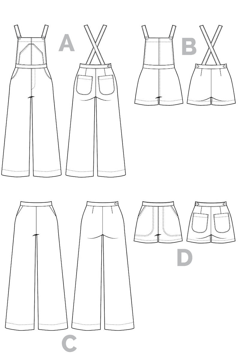 Closet Core Patterns Jenny Trousers And Overalls Sketch