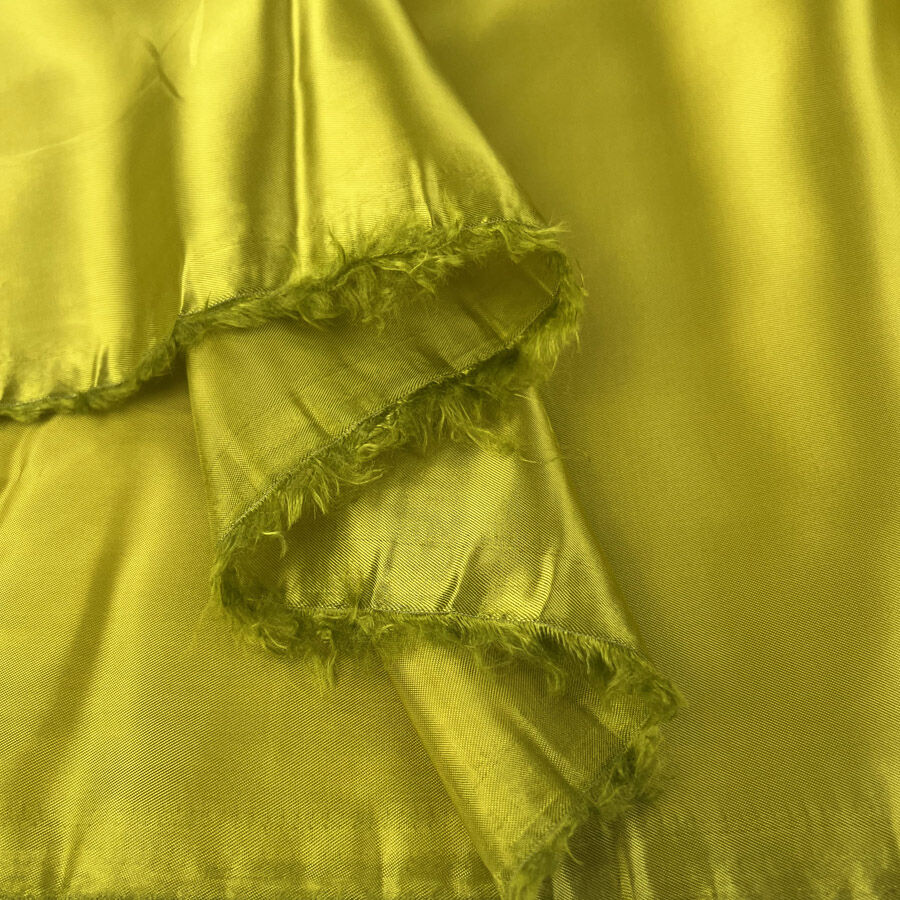 Colour Pop Viscose Linings Chartreuse Plain Dress Fabric Fold