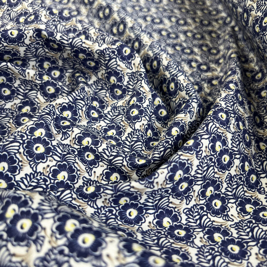 cotton dress fabric uk Blue Floral Cotton Fabric