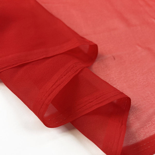 Core Range Chiffon Flame Red Polyester Dupatta Dyed Sheer Dress Fabric Fold