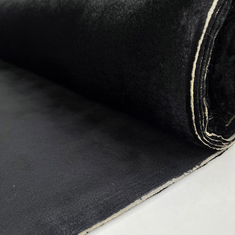 Corin Fur Backed Faux Leather Black Polyester Coating Fabric Roll