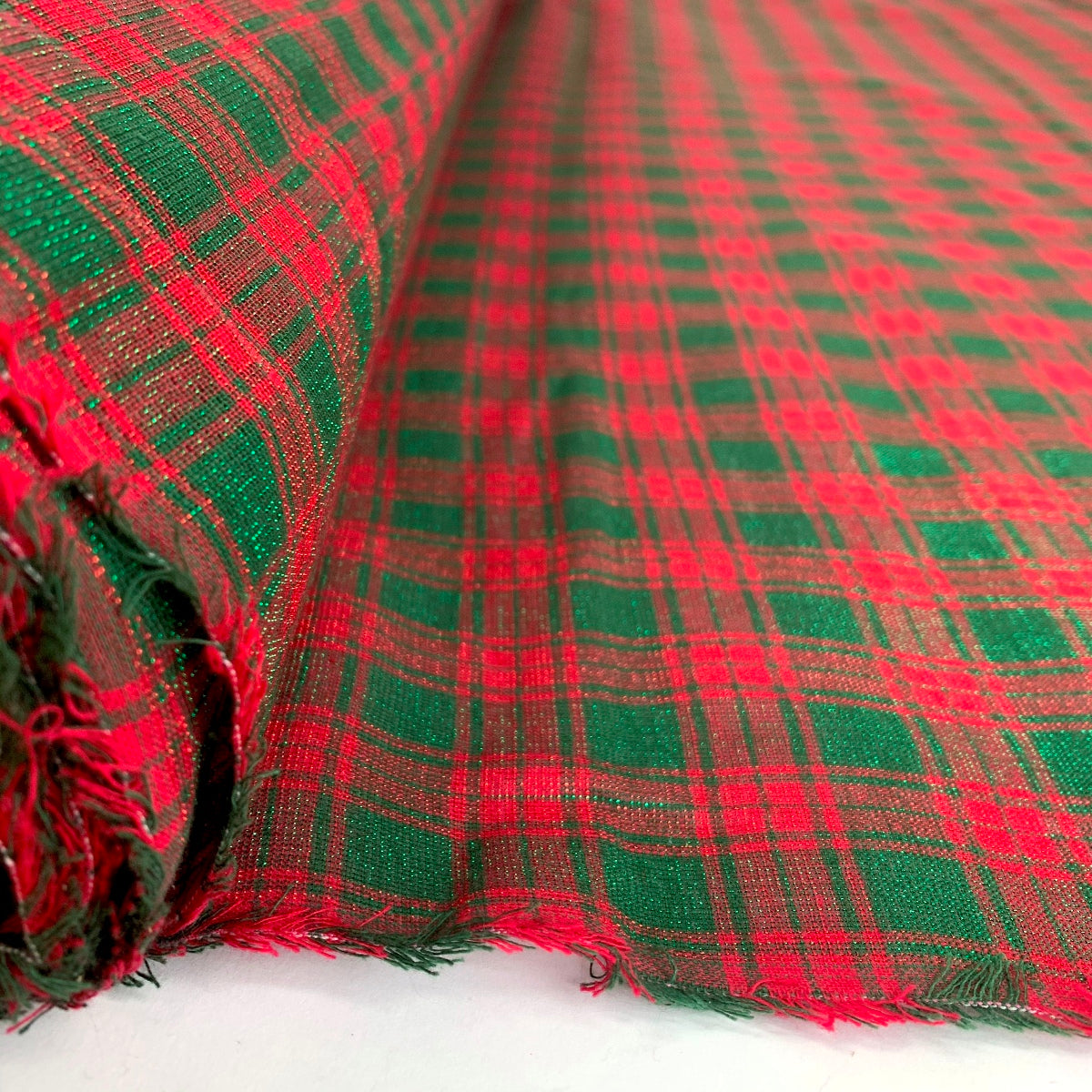 Cotton Lurex - Large Tartan - Green