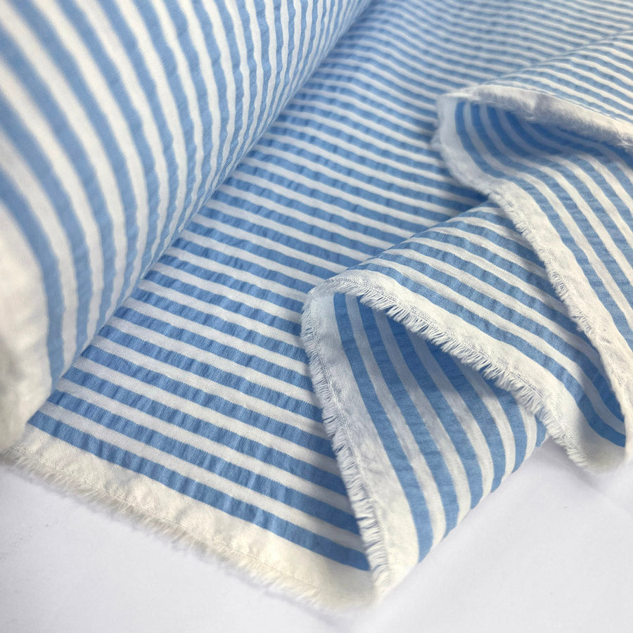 Seersucker - Henley - Baby Blue Stripe