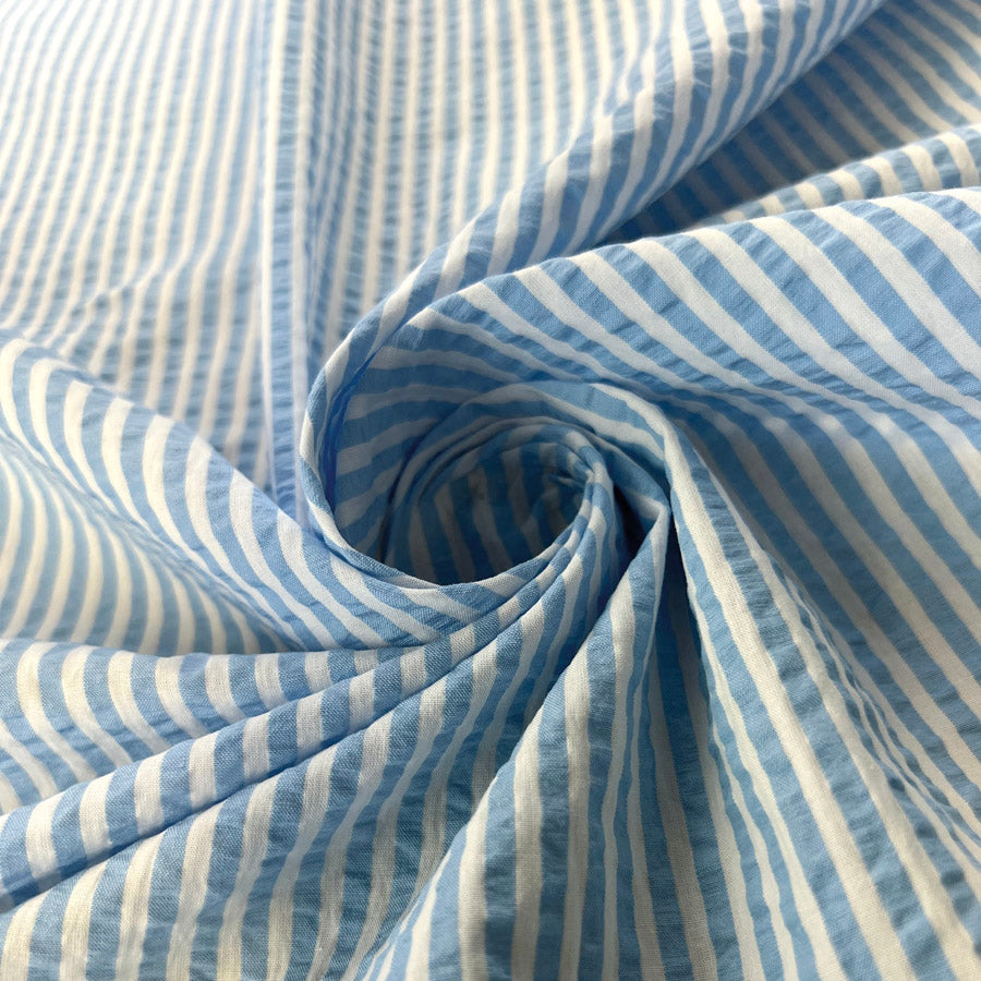 Seersucker - Henley - Baby Blue Stripe