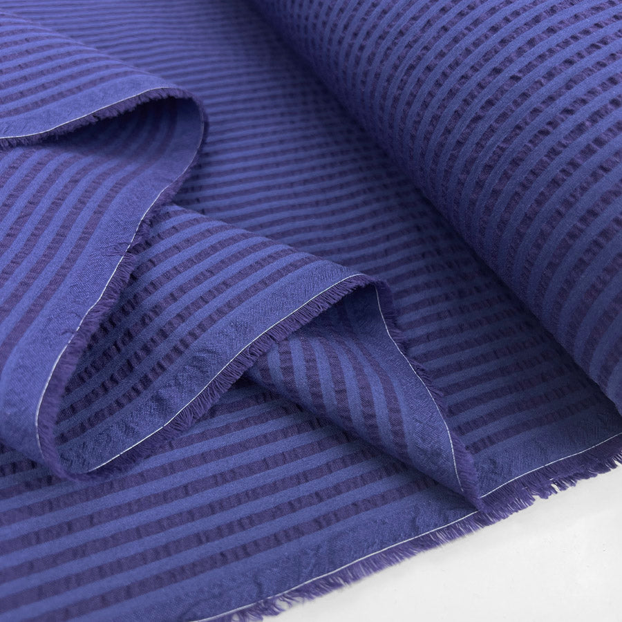 Remnant - Proper Seersucker - Navy Indigo Stripe - (0.92m)