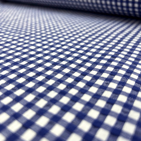 Cotton Dress Fabric Proper Seersucker Royal Check