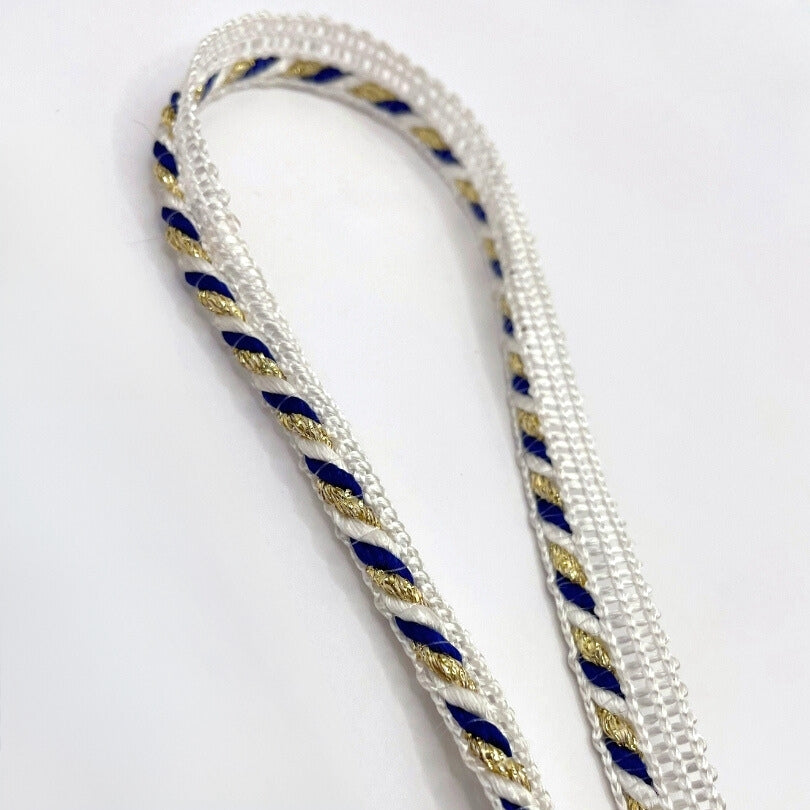 Flanged Insert Piping Cord - Navy, White & Gold