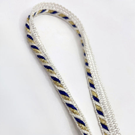 Cotton Flanged Decorative Piping Cord Navy White Gold Twistt