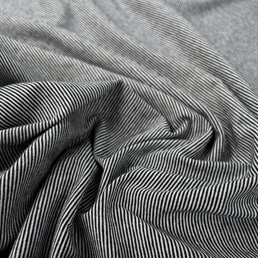 Cotton Jersey Black White Stripe Pinstripe Elastane Stretch Top Fabric