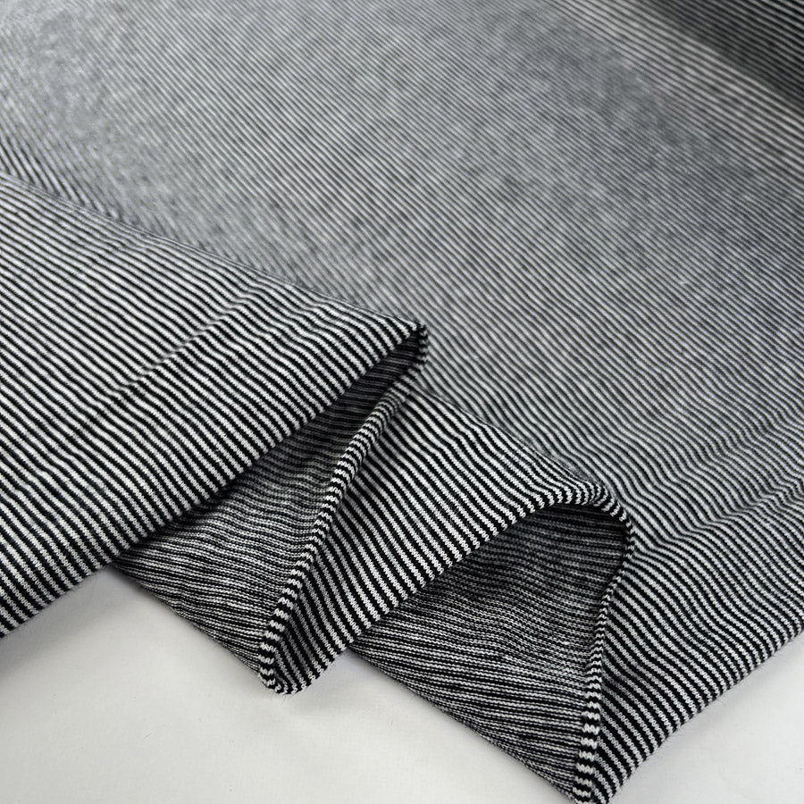 Cotton Jersey Black White Stripe Pinstripe Elastane Stretch Top Fabric Fold