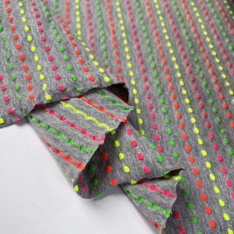 Cotton Jersey Neon Thread Grey Polyester Elastane Pink Green Yellow Stretch Knit Fabric Fold