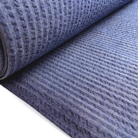 Cotton Proper Seersucker Dress Shirting Fabric Denim Blue Bolt