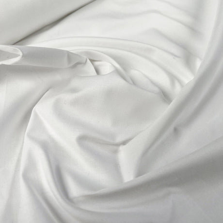 Cotton Silesia White Plain Italian Satin Finish Woven Shirting Fabric