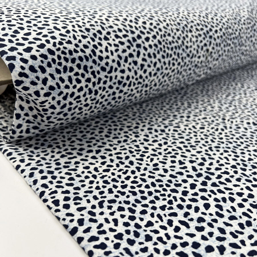 Cotton Stretch - Navy Cheetah