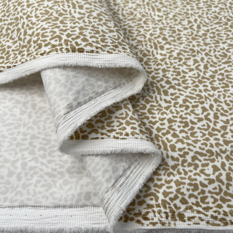 Cotton Stretch - Sand Leopard