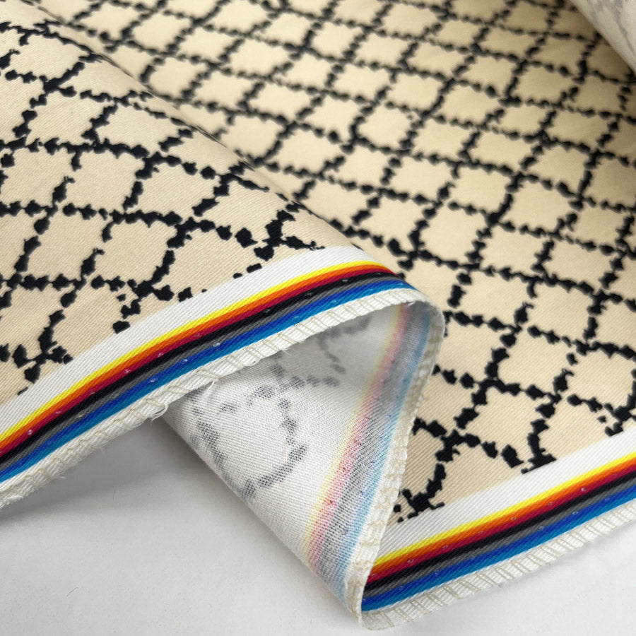 Cotton Twill - Cream Trellis