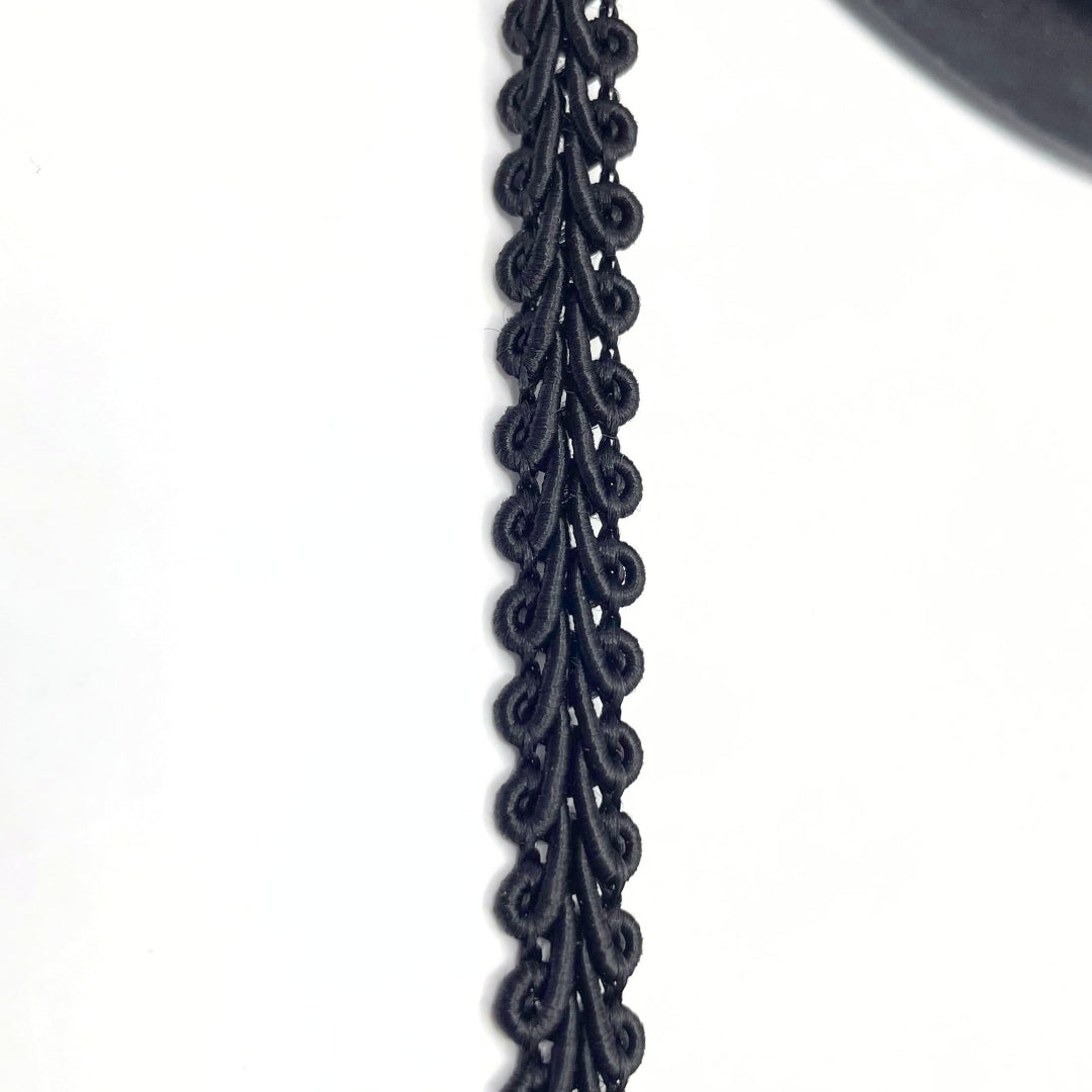 Scrolled Gimp Braid Trim - Black