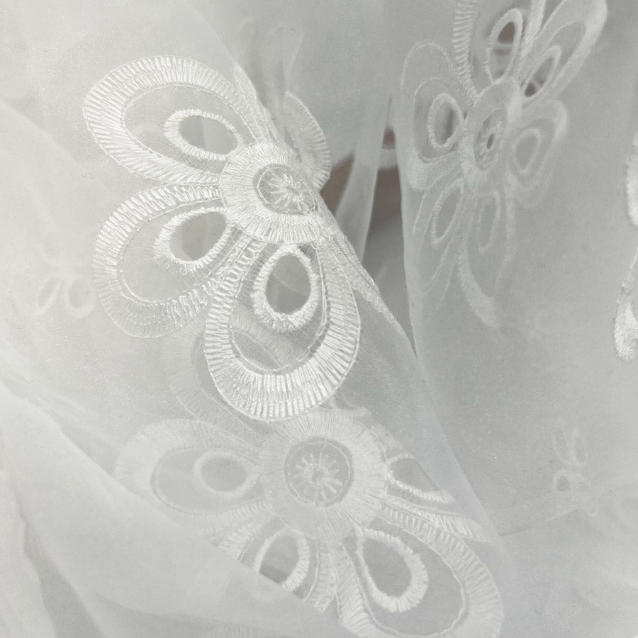 Cream Embroidered Polyester Dress Fabric Not Too Delicate 3