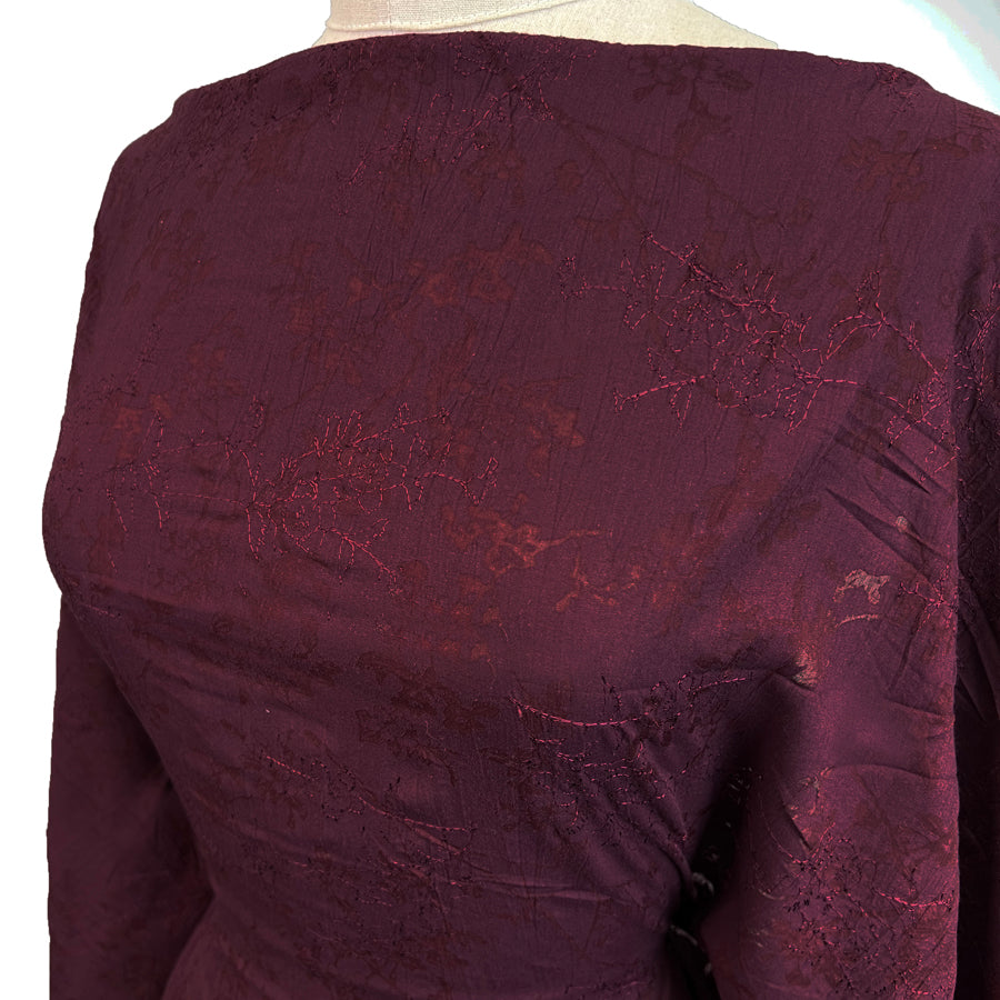 Remnant - Crinkle Stitch - Burgundy (1m)