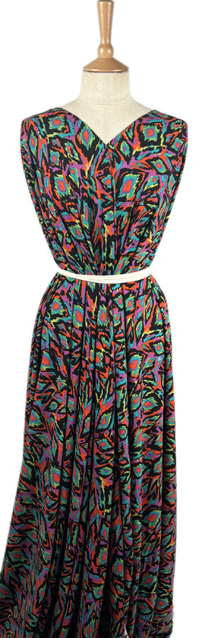 Crinkle Viscose Neon Graphic Abstract Woven Dress Fabric Mannequin