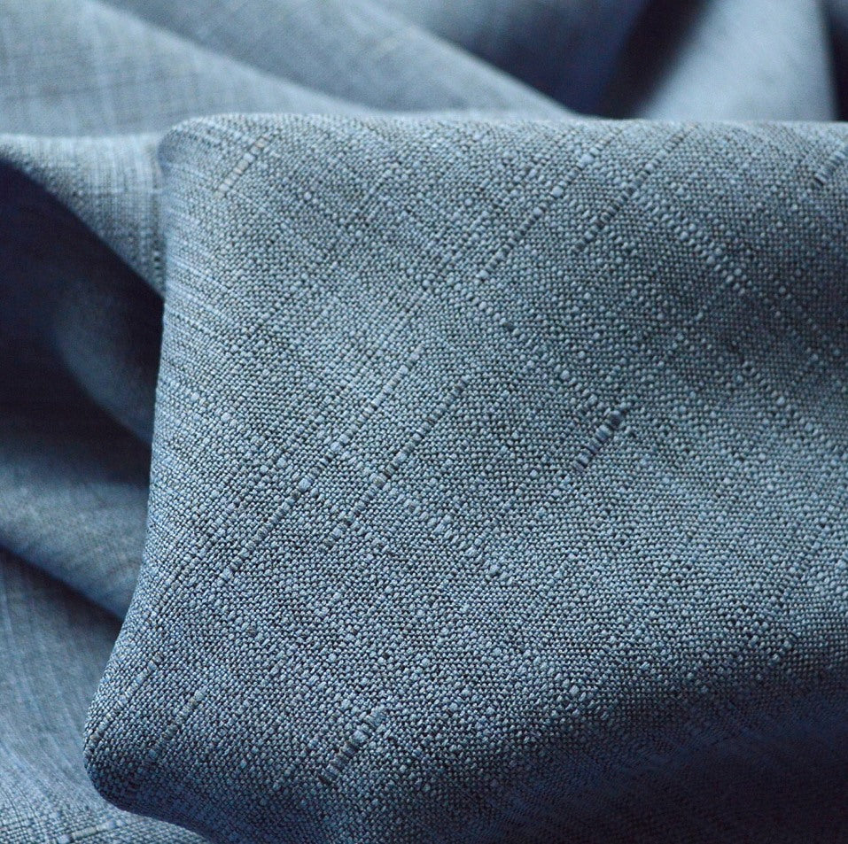 Polyester Linen Look Dressmaking Fabric | Cross Hatch - Denim Croft Mill Polyester Linen Look Dressmaking Fabric | Cross Hatch - Denim Croft Mill