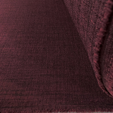 Cross Hatch Wine Polyester Linen Look Dressmaking Fabric Roll