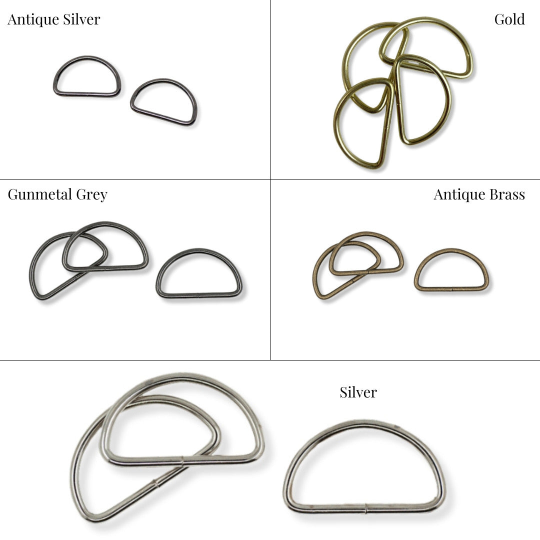 Pack of 4 Metal D-Rings | Various Colours | 38mm | Bag Making – Croft Mill