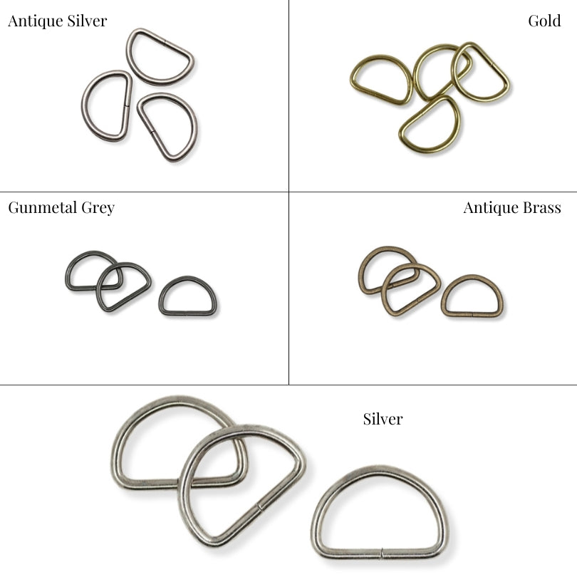Pack of 4 Metal D-Rings | Various Colours | 25mm | Bag Making – Croft Mill