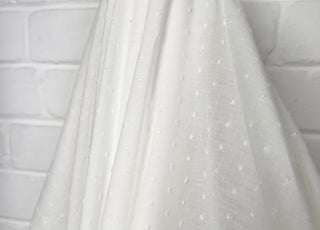 Dainty Dot Ivory Cotton Dobby Woven Fabric Hang