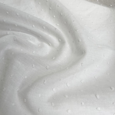 Dainty Dot White Cotton Dobby Woven Fabric