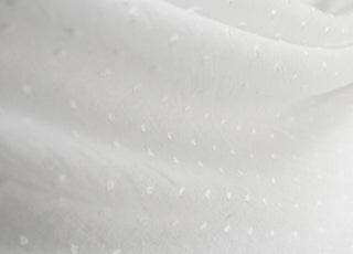 Dainty Dot White Cotton Dobby Woven Fabric Drape