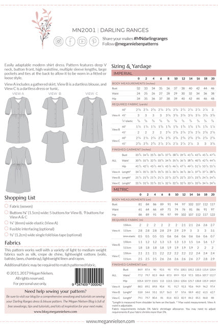 Megan Nielsen - Darling Ranges Dress Pattern