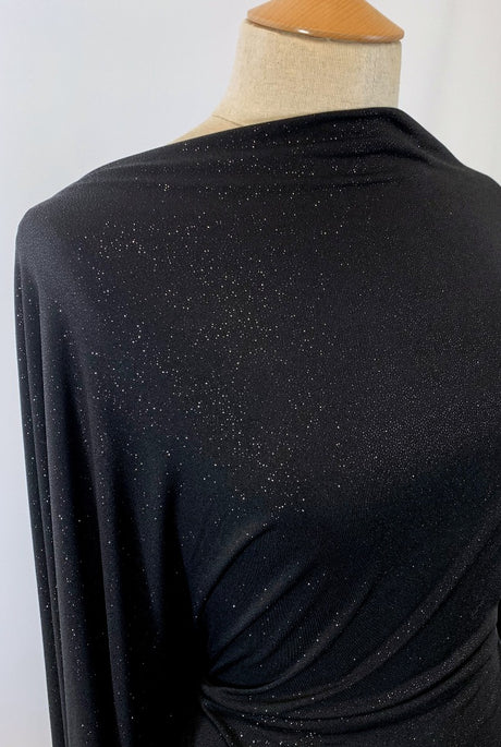 Dazzle Black Polyester Knit Sparkle Dress Fabric M1