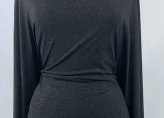 Dazzle Black Polyester Knit Sparkle Dress Fabric M
