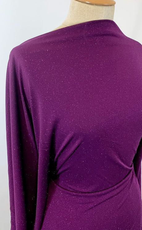 Dazzle Plum Polyester Knit Sparkle Dress Fabric M2