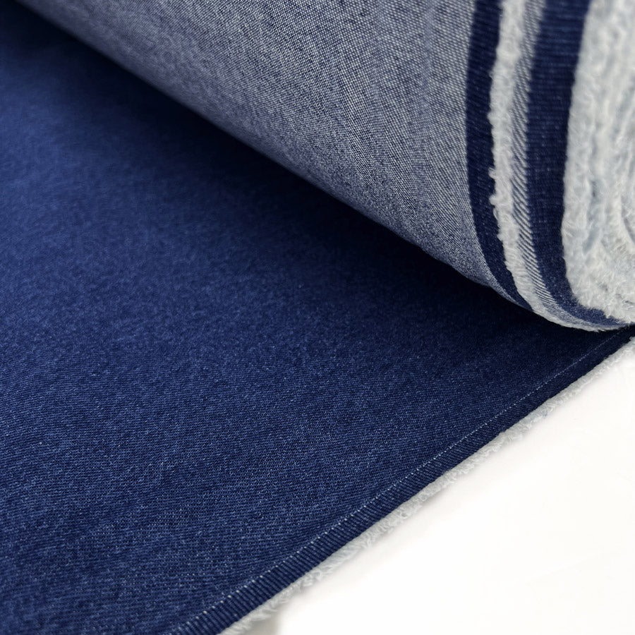 Denim By The Dozen Classic Blue 12oz Washed Cotton Woven Jean Fabric Roll