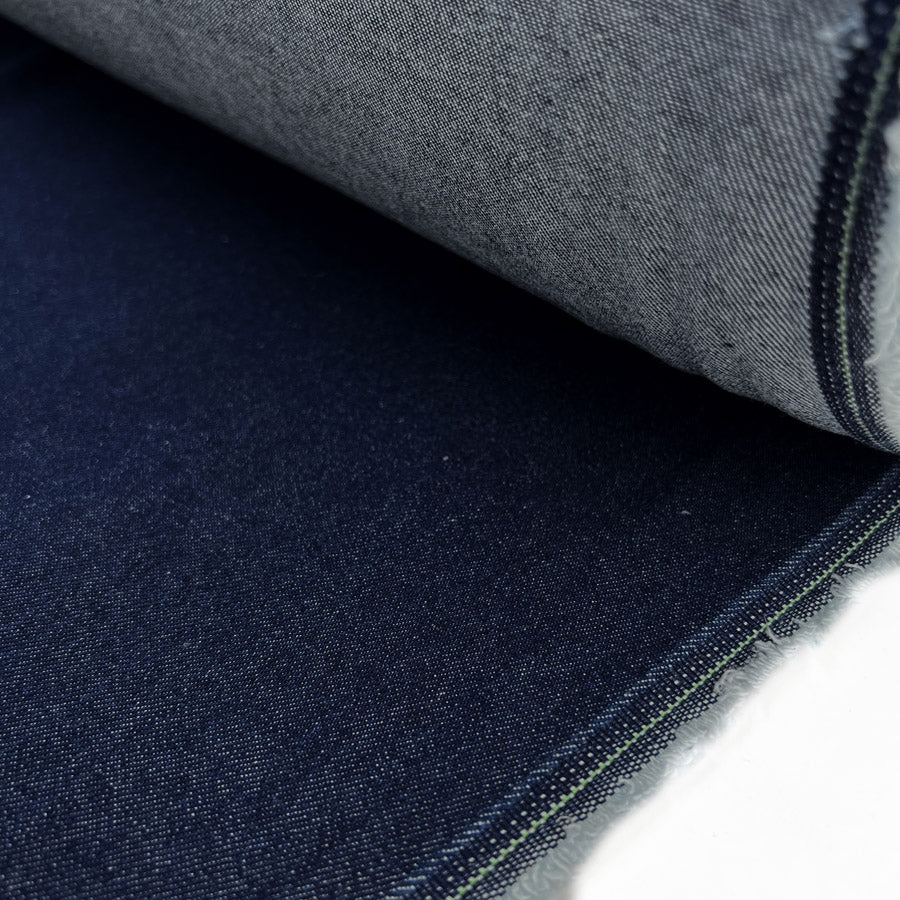 Denim By The Dozen Dark Indigo 12oz Washed Cotton Woven Jean Fabric Roll