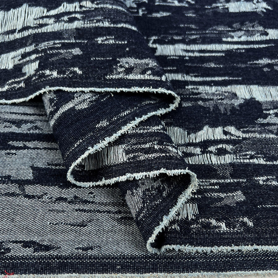 Denim Deconstruct Indigo Cotton Polyester Distressed 10 5oz Jacketing Fabric Fold