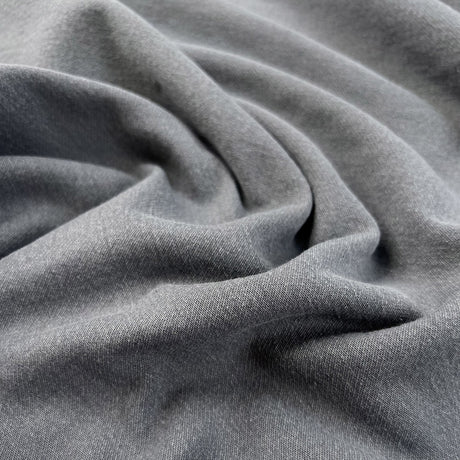 Denim Sweatshirt Grey Cotton Polyester Elastane Stretch Knit Jersey Fabric