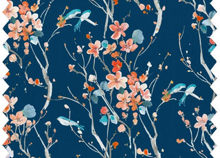 Df210157 Armathwaite Peach Navy Ness Poplin Cotton