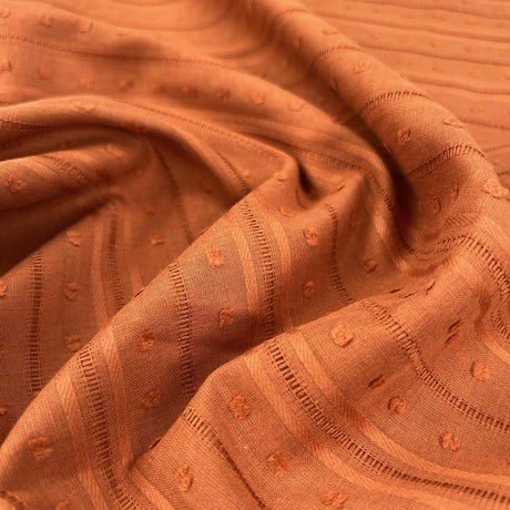 Dobby Voile Orange Cotton Lightweight Embroidered Woven Dress Fabric